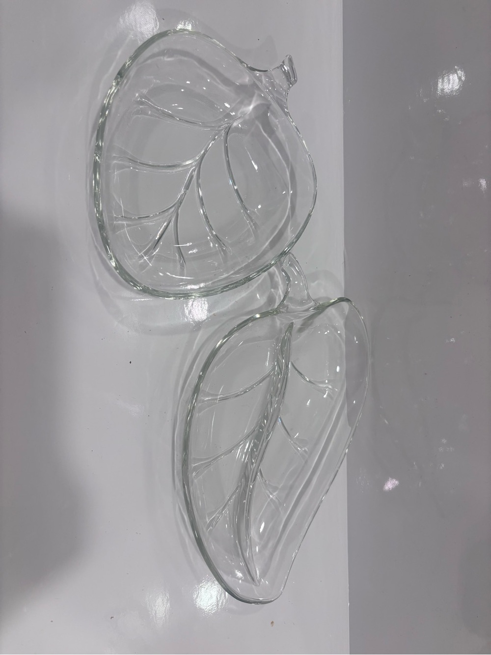 Glass Leaf Serving Plate Set (2)